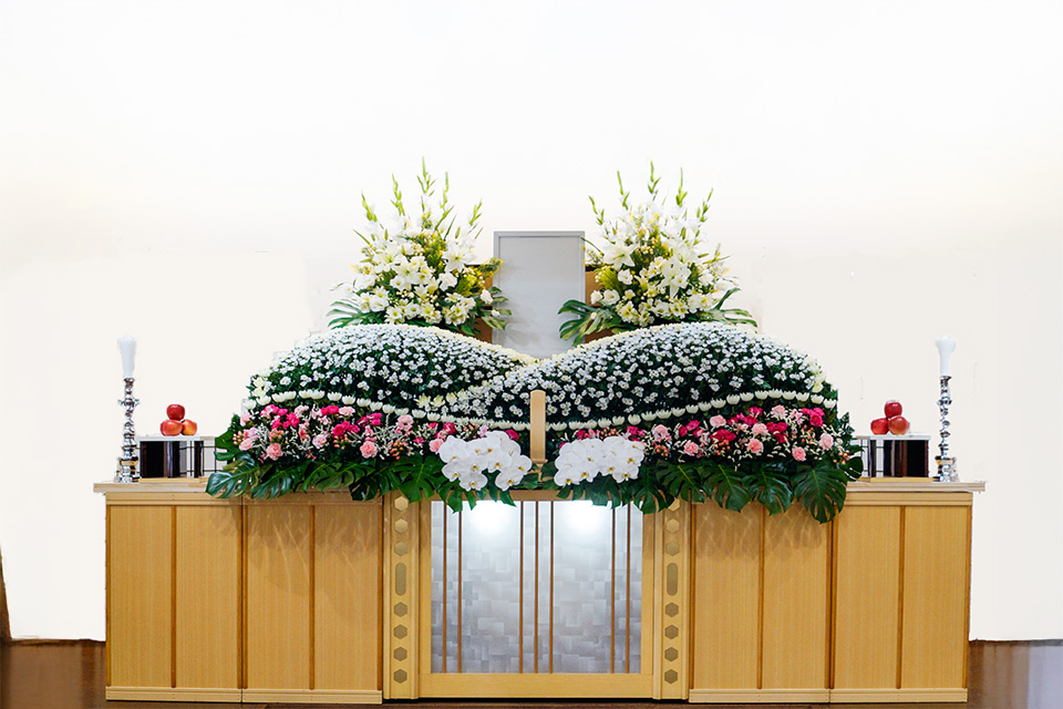 福知山市の家族葬・株式会社ゆら、棺見本